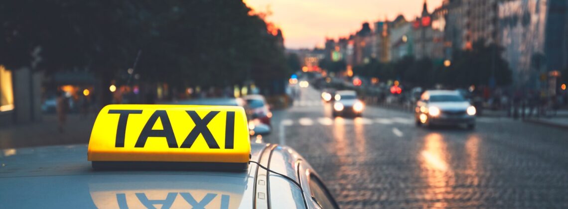 Taxi car on the city street